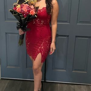 Red lace dress